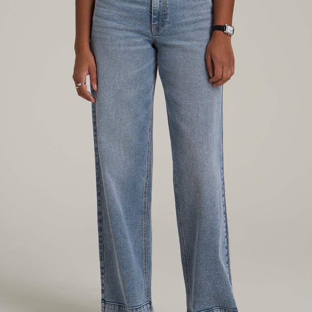 American Tall Luna High Rise Wide Leg Tall Jeans for Women in Perfect Blue Size